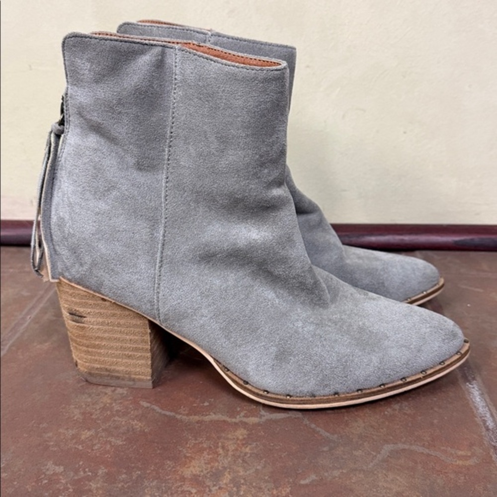 CCOCCI Booties Gray Suede 3” Block Heel